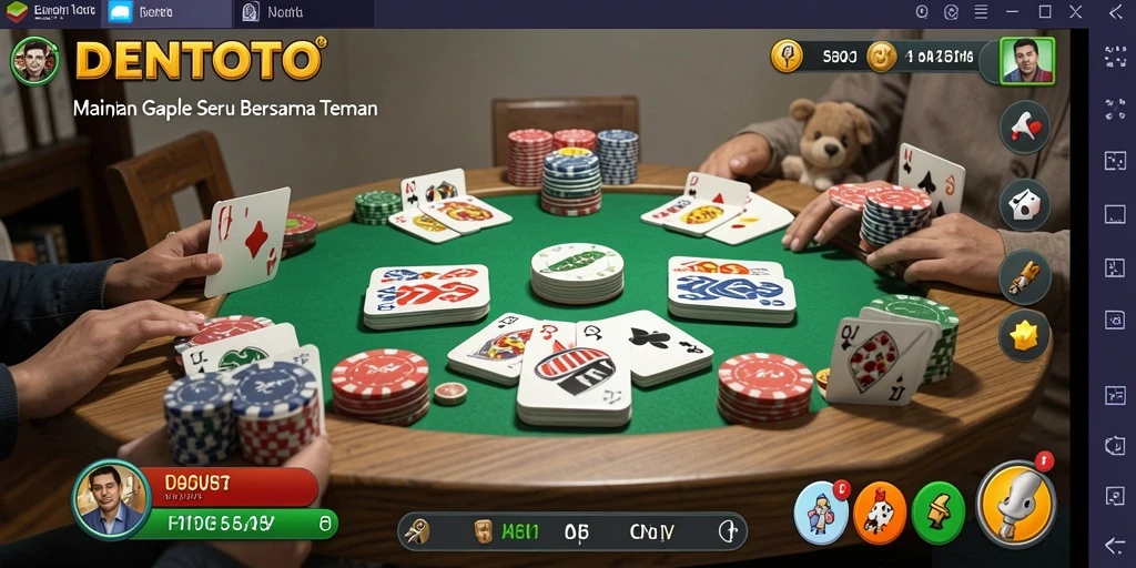Tampilan gameplay seru DENTOTO saat bermain Gaple.